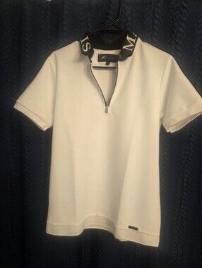 Mauvais Men's White Short-Sleeve Zip Polo with Contrast Collar
